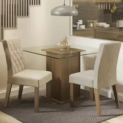 MADESA - Juego de Comedor Ciça con 2 Sillas - Encimera Cuadrada de Vidrio MarrónImperial