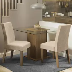 MADESA - Juego de Comedor Luli con 2 Sillas - Encimera Cuadrada de Vidrio MarrónImperial