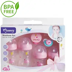 GENERICO - Kit Teteros Anticolicos Para Bebe Niño Niña Momeasy 9 Pz Rosado