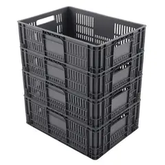 ENERGY PLUS - Set x4 Canastilla Plástica Industrial Mixta Apilable 60x40x25