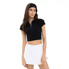 RACKETBALL - Crop Top Tipo Polo, Color Negro Para Mujer