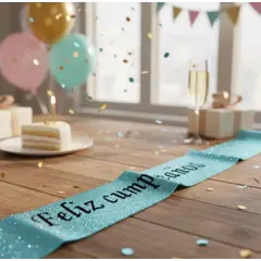 INFANTILES CAJUROMIX - Banda Corporal Feliz Cumpleaños - Azul Claro