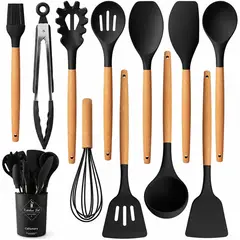 ONE PIXEL - Set Utensilios Para Cocina En Silicona 12 Piezas Rosado