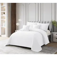 REALTEX - Colcha Real Tex Bordada Unicolor Blanco – 8004