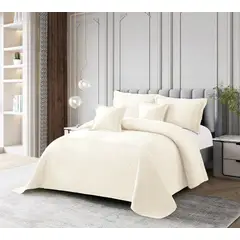 REALTEX - Colcha Real Tex Bordada Unicolor Beige – 8004