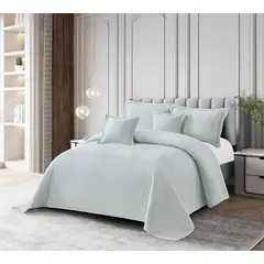 REALTEX - Colcha Real Tex Bordada Unicolor Gris Plata – 8004