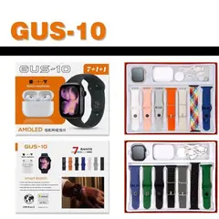CHINA GLAZE - GUS-10 Ultra Max Smart watch Ultra 9 in1 Waterproof 7 Straps + Earphones Black