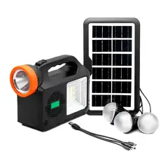 GENERICO - Lámpara Solar Recargable Radio FM Con 3 Bombillos Camping
