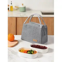 MULTIBAGS - LONCHERA TÉRMICA PORTA COMIDA BOLSA ALMUERZO IMPERMEABLE-GRIS
