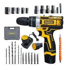 GENERICO - Taladro Inalambrico Kit Doble Batería 18v 27 Piezas Base De Carga DOT-18V-D