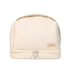 MULTIBAGS - COSMETIQUERA NECESER BOLSO MAQUILLAJE VIAJE ACOLCHADA-BEIGE