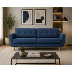 SOFA MARKET - Sofa Deluxe 2 Puestos Tela Azul