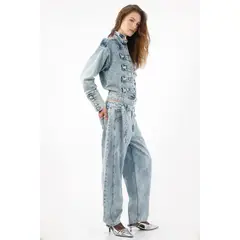 TENNIS - Jeans slouchy con pretina anudable en denim para mujer
