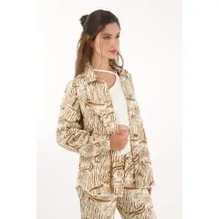 TOPMARK - Chaqueta amplia con estampado de flores para mujer