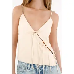 TENNIS - Camisa con amarres en diagonal crudo para mujer