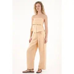 TENNIS - Camisa strapless en lino naranja para mujer
