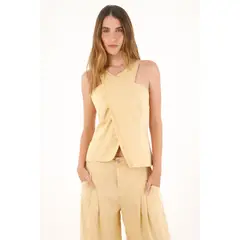 TENNIS - Camisa con diseño cruzado amarilla para mujer
