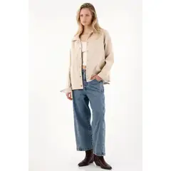 TENNIS - Chaqueta en cuero sintético crudo para mujer