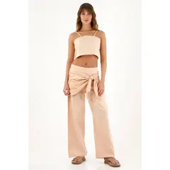 TOPMARK - Camisa tipo crop top rosada para mujer