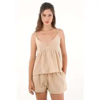 TOPMARK - Camisa con tiras de manualidad trenzada crudo para mujer
