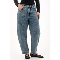 TENNIS - Jean Slouchy tiro bajo azul para mujer
