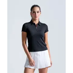 RACKETBALL - Polo Acanalada Con Cremallera, Color Negro Para Mujer