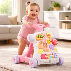 TOYNG - CAMINADOR DIDACTICO PARA BEBES CON MESA DE JUEGOS COLOR ROSA