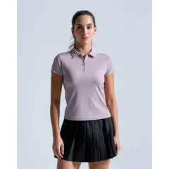 RACKETBALL - Polo Acanalada Con Cremallera, Color Mora Para Mujer