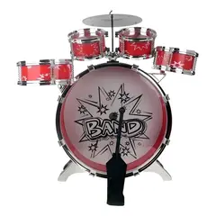 GENERICO - Set bateria musical 5 tambores infantil niños rojo percusion