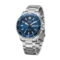 TIME - RELOJ KAIROS ORIGINAL ACERO ANALOGO CALENDARIO PLATEADO AZUL