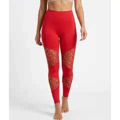 VIA7 - Leggings Red Fire con Cortes de Malla en las piernas