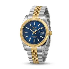 TIME - RELOJ KAIROS ORIGINAL ACERO ANALOGO CALENDARIO BICOLOR PLATEADO AZUL