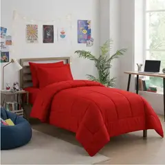 GENERICO - Plumón Acolchado Rojo sencillo individual cama 100*190+ 2 Fundas - Suave Tacto Algodón