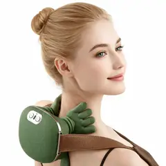 GENERICO - Masajeador De Cuello Hombros Espalda Eléctrico Tipo Manitos Con Calor Ajustable Térmico Portátil