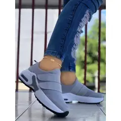 HACHE SHOES - Tenis Doble Cierre Gris Dama Zapatillas Zapatos Mujer Lindos Moda Casual