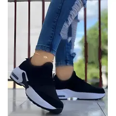 HACHE SHOES - Tenis Doble Cierre Negro Dama Zapatillas Zapatos Mujer Lindos Moda Casual