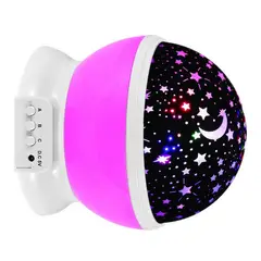 GENERICO - Lámpara Proyector Estrellas y Lunas LED Giratoria Morada con USB