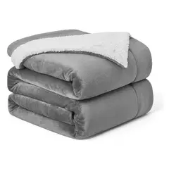 GENERICO - Manta Walensee de forro polar sherpa en color gris.