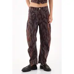 TENNIS - Jeans horseshoe con acabado marmoleado en algodón marrón para mujer