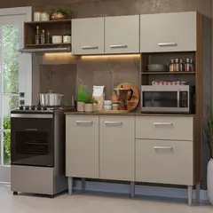 MADESA - Mueble de Cocina Compacta Aura 2.00 Metros MarrónCrema