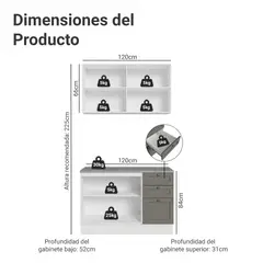 MADESA - Cocina Integral Vik 1.20 Metros con Encimera Blanco/Gris 01