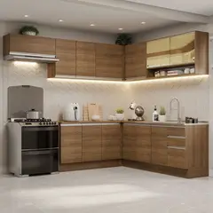 MADESA - Cocina Integral de Esquina Glamy 4.70 m Marrón 01