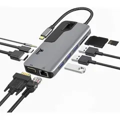 INNOVA - Hub Adaptador Usb-c A Vga Rj45 Hdmi Compatibles con Micros Mac iPad Windows iOS