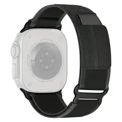 GENERICO - Correa Tactica de Nylon y Cuero con Cierre de Velcro Compatible con Apple Watch Ultra 3 - Negro