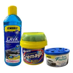 GENERICO - Combo Lava Parabrisas + Cremagic + Ambientador Gel Auto