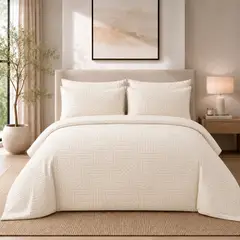 LILE - Duvet + Fundas Jacquard 300 Hilos Polialgodón Diseño Geométrico - Varios Colores