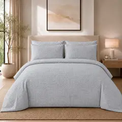 LILE - Duvet + Fundas Jacquard 300 Hilos Polialgodón Diseño Geométrico - Varios Colores