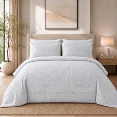LILE - Duvet + Fundas Jacquard 300 Hilos Polialgodón Diseño Geométrico - Varios Colores