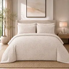 LILE - Duvet + Fundas Jacquard 300 Hilos Polialgodón Diseño Geométrico - Varios Colores