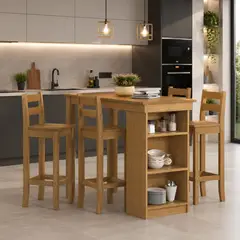 MUEBLES 2020 - Comedor Tipo Barra 4 puestos Natural